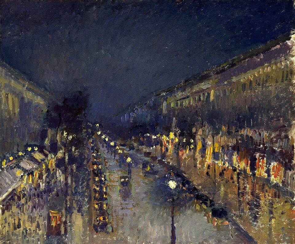 Camille Pissarro, Boulevard Montmartre at Night (1897)